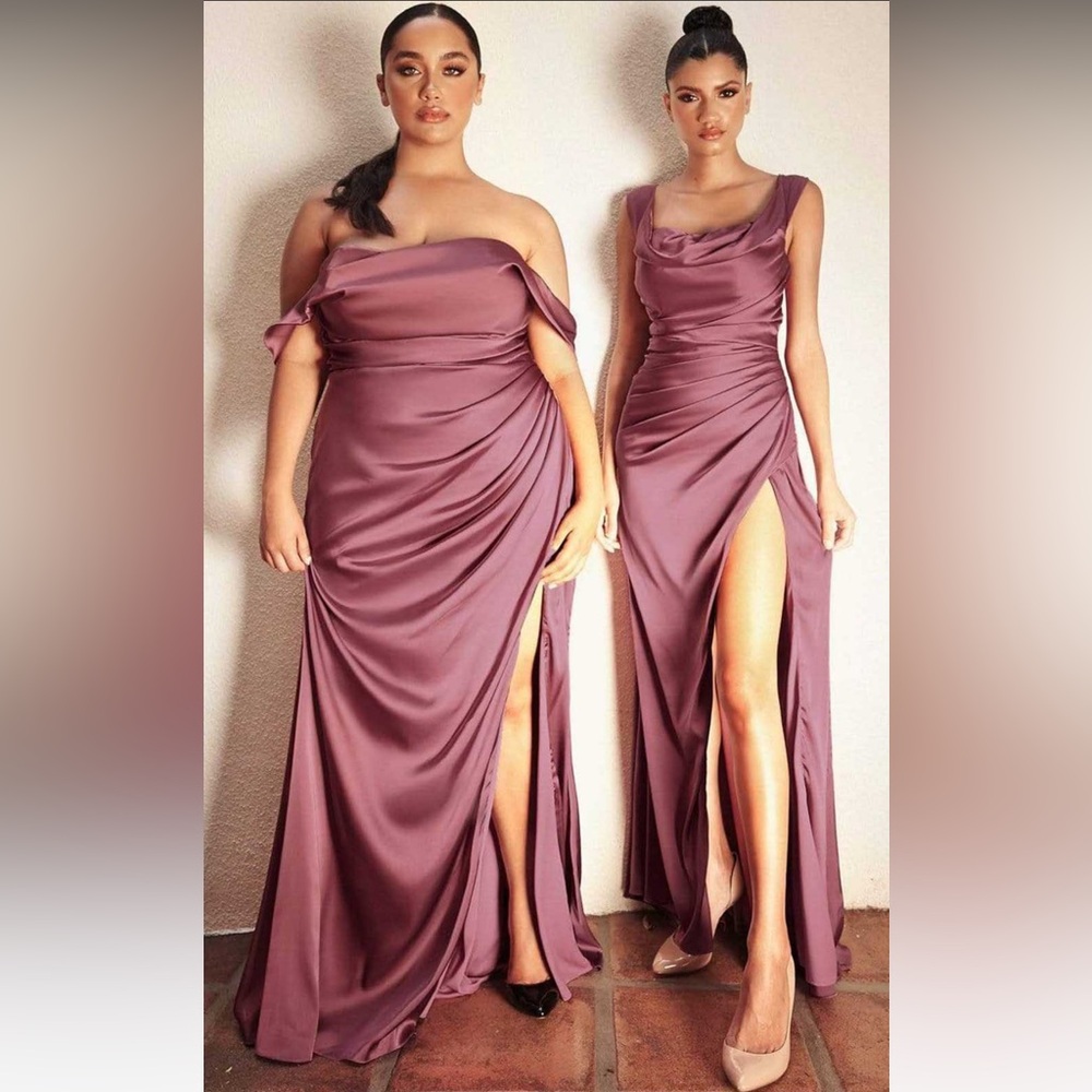 Cinderella Divine pink silky off shoulder formal special occasion dress  Size 8